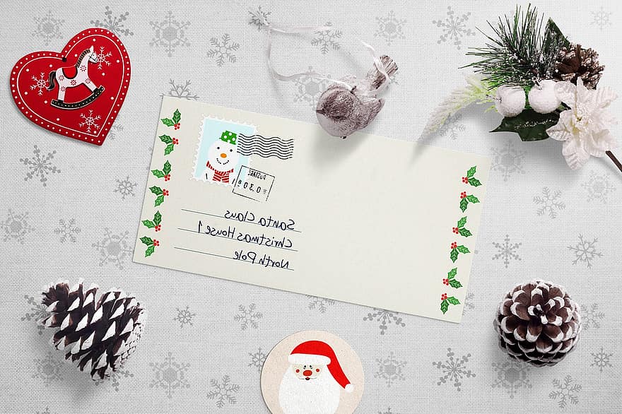 Kerstmis, kerstkaart, Kerst briefkaart, Brief voor de kerstman