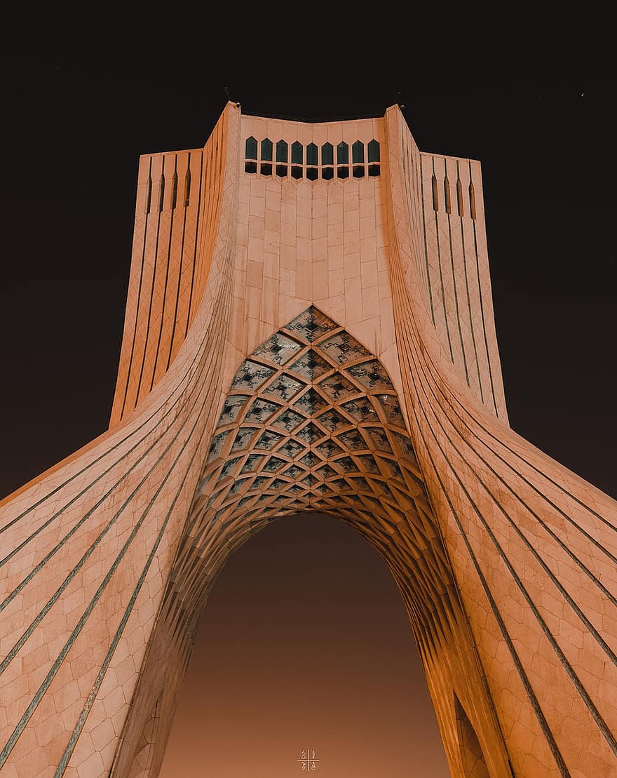 azadi tårn, tårn, monument, Teheran, iran, landemerke, arkitektur, natt