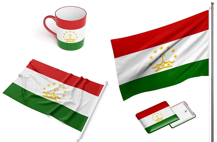 Tadžikistanas, nacionalinis, vėliava, viena tauta, reklama, puodelis