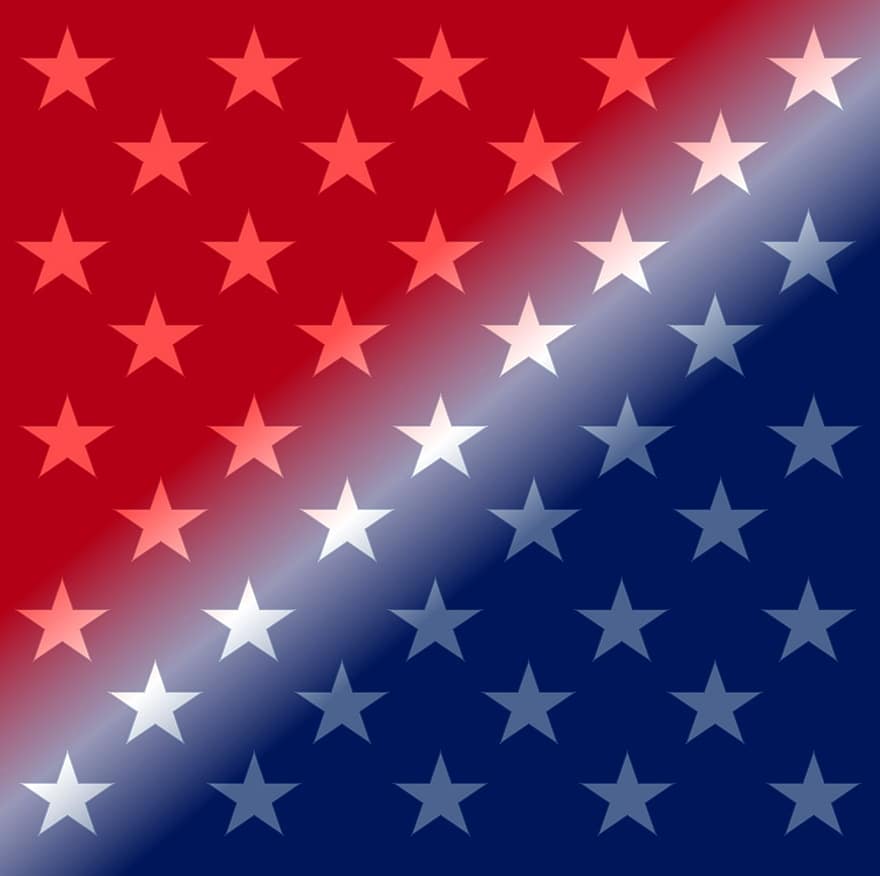 アメリカ、愛国心が強い、赤、白、青、勾配、星、米国、7月、4日、第4