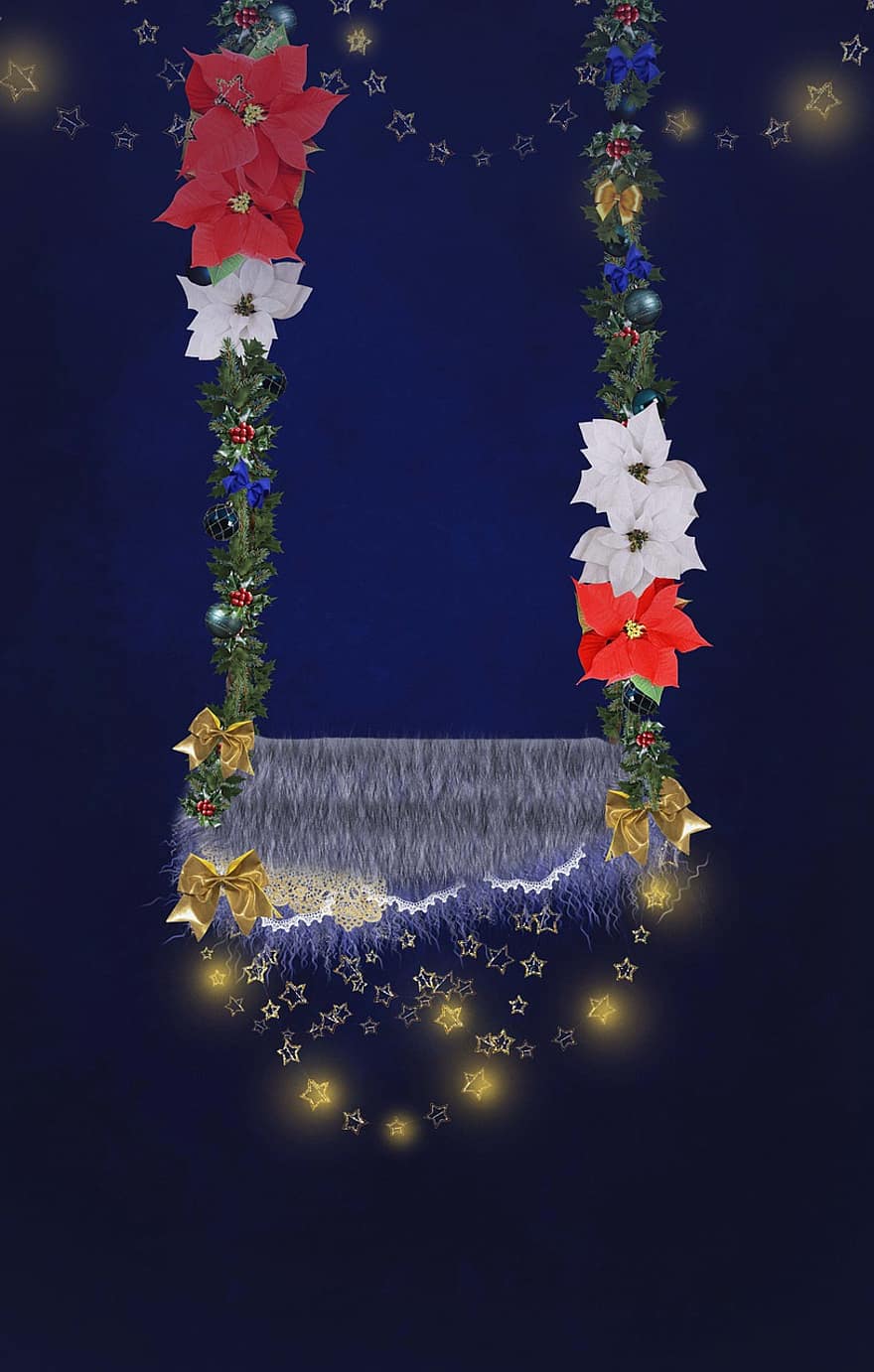 Christmas, Decoration, Swing Set, Background, Merry, Christmas Star, backgrounds, celebration, illustration, leaf, season