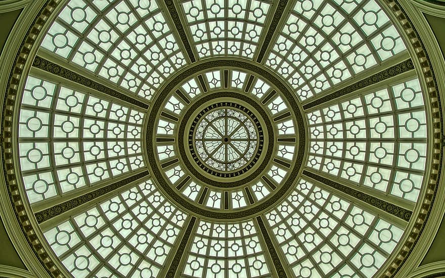 Dome, Roof, Symmetry, Glass, architecture, ceiling, indoors, window, built structure, design, pattern