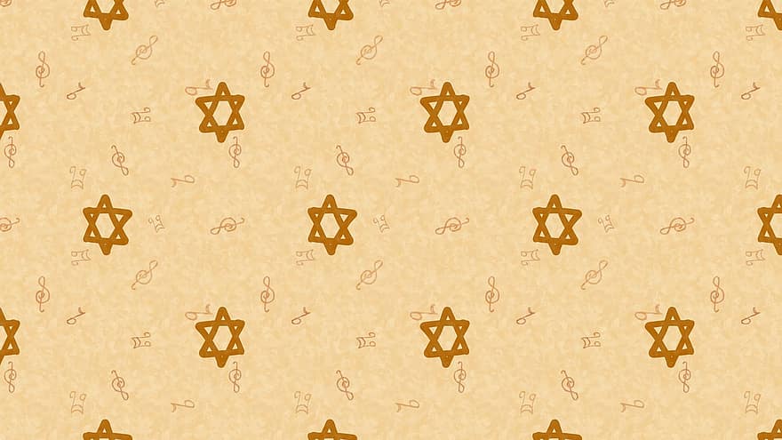 digitaal papier, ster van David, patroon, solsleutel, sleutel, muziek noot, magen david, joodse, Jodendom, religie, goud