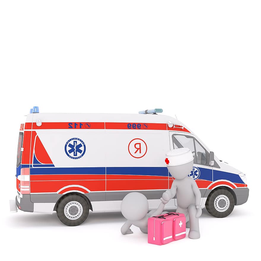 ambulance, premiers secours, mâle blanc, modèle 3D, isolé, 3d, modèle, tout le corps, blanc, Homme 3d, médecin