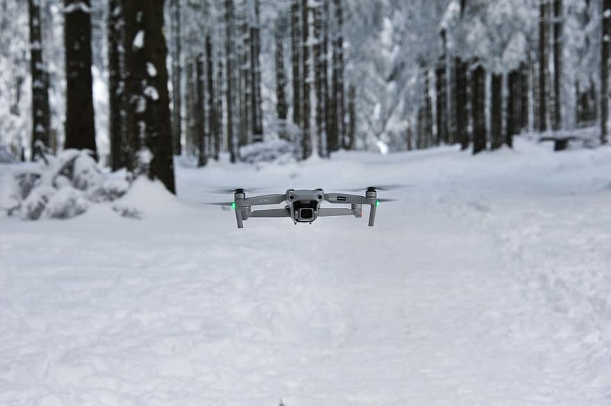 žiemą, drone, sniegas, miškas, kraštovaizdį, sraigtas, sraigtasparnis, technologijos, oro transporto priemonė, skraidantis, kamera