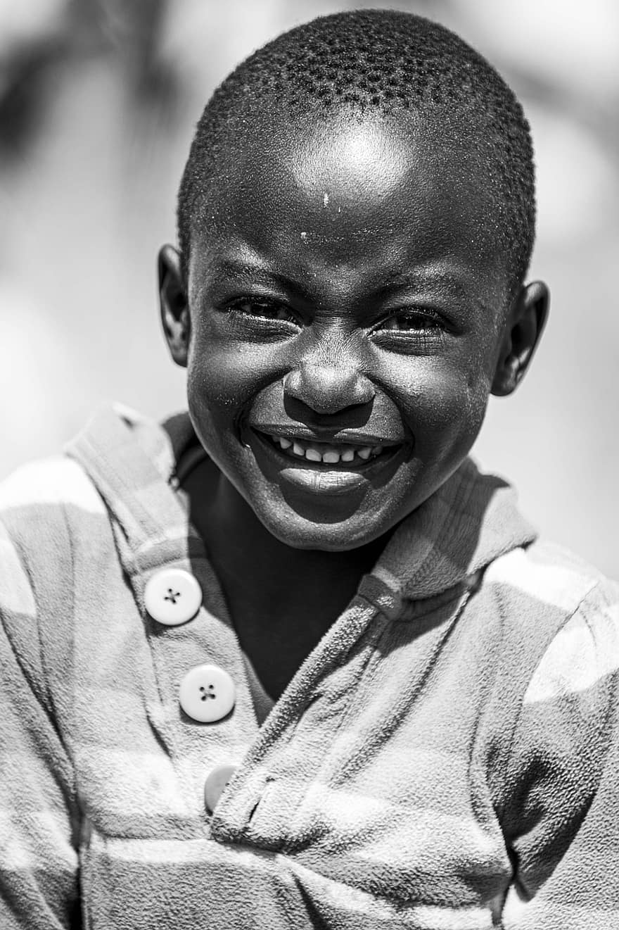 nen, africà, Burundi, jove, noia, somriu, somrient, una persona, retrat, alegre, felicitat