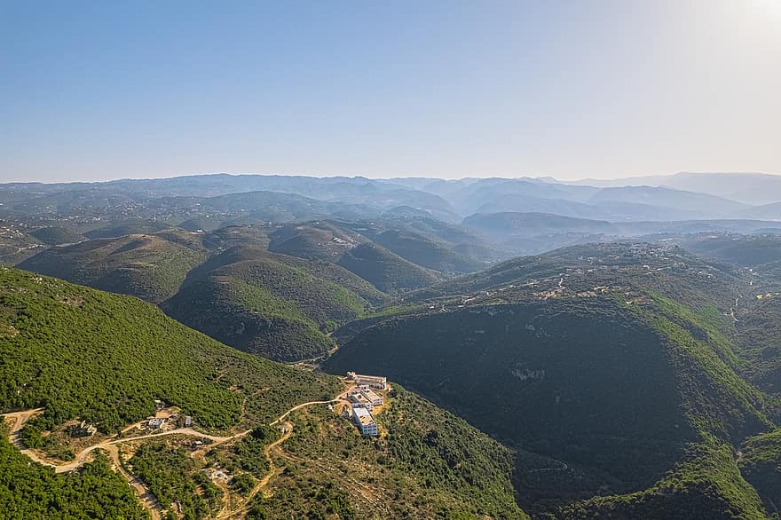 fondo de pantalla hd, fondo de pantalla de la naturaleza, montañas, cadenas, arboles, bosque, Líbano, cielo, naturaleza, aéreo, zumbido