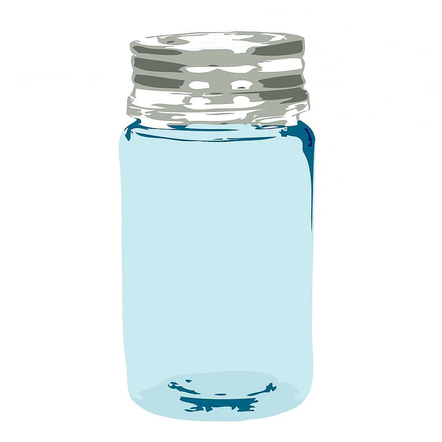 vaso, tarro, jarra de vidrio, tarro de cristal del albañil, tarro de albañil, azul