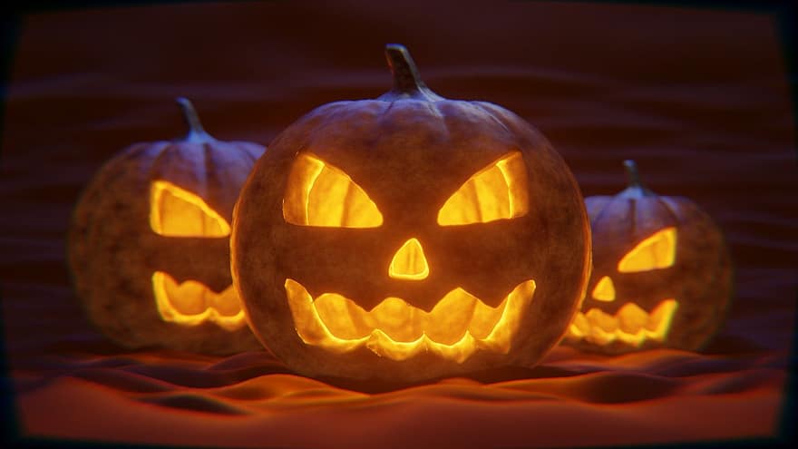 Jack-o'-lanterns, Pumpkins, Halloween, Halloween Icon, Lanterns, Illuminated, Decoration, Halloween Decoration, Orange, Halloween Celebration, Carved Pumpkins