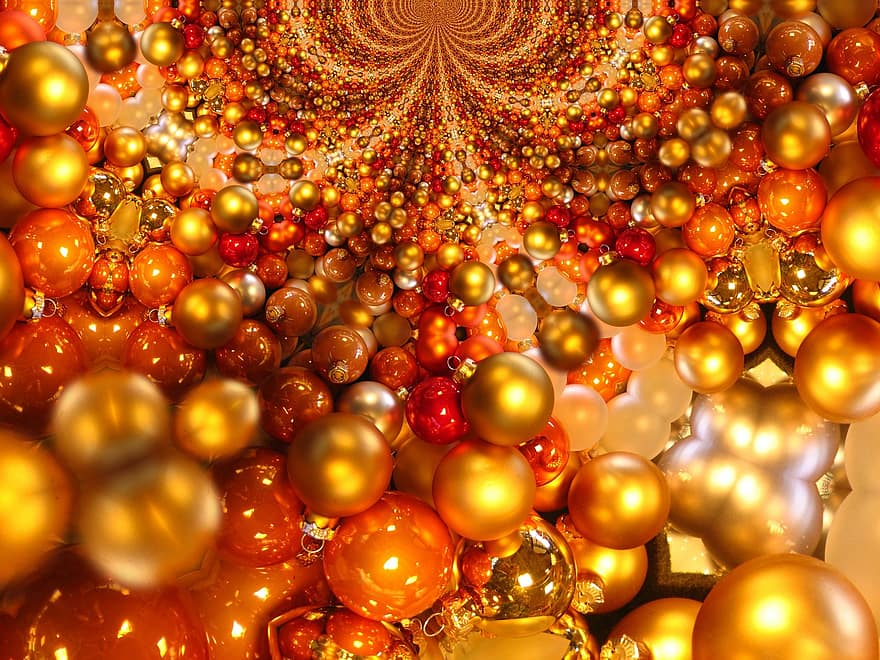 Christmas, Christmas Ornaments, Christmas Ornament, Atmosphere, Golden, Structure, Many, Repetition