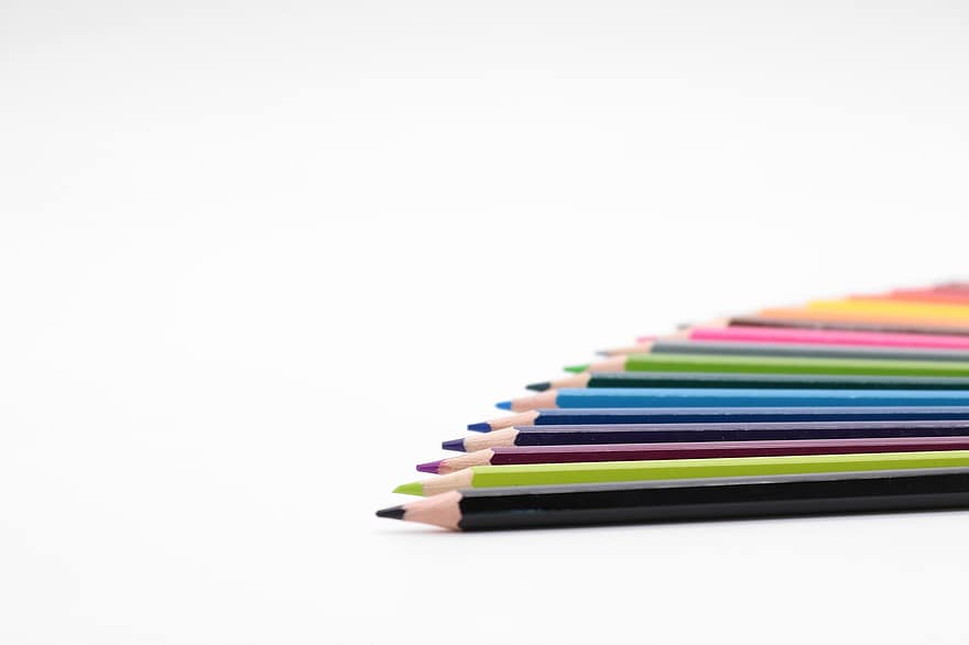 색깔이있는 연필, 색연필, 미술 자료, 미술 용품