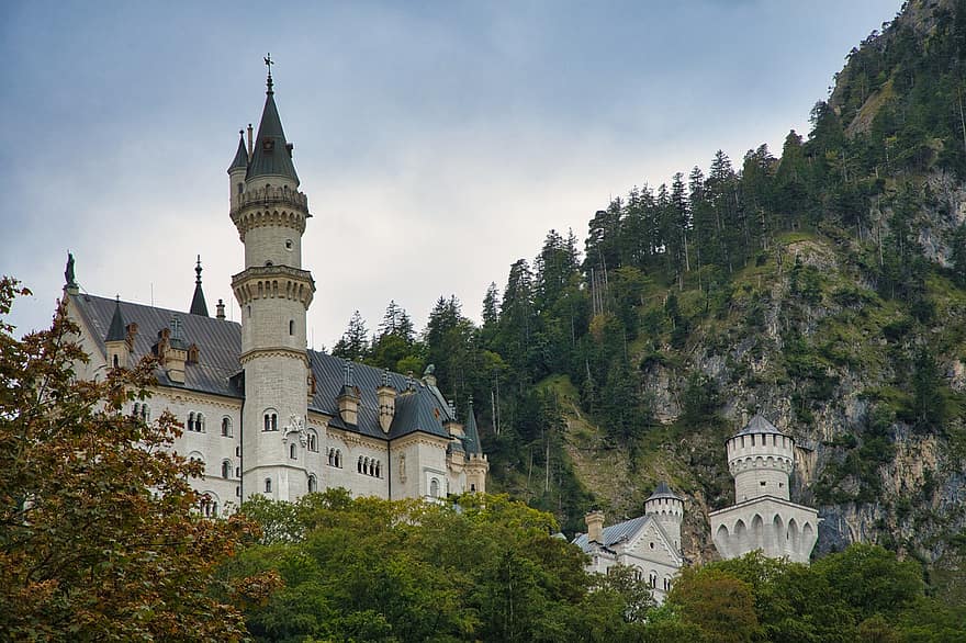 arquitetura, castelo, ponto de referência, historicamente, Palácio, castelo de fadas, atração turística, idílico, Castelo de Neuschwanstein, Schwangau, bavaria