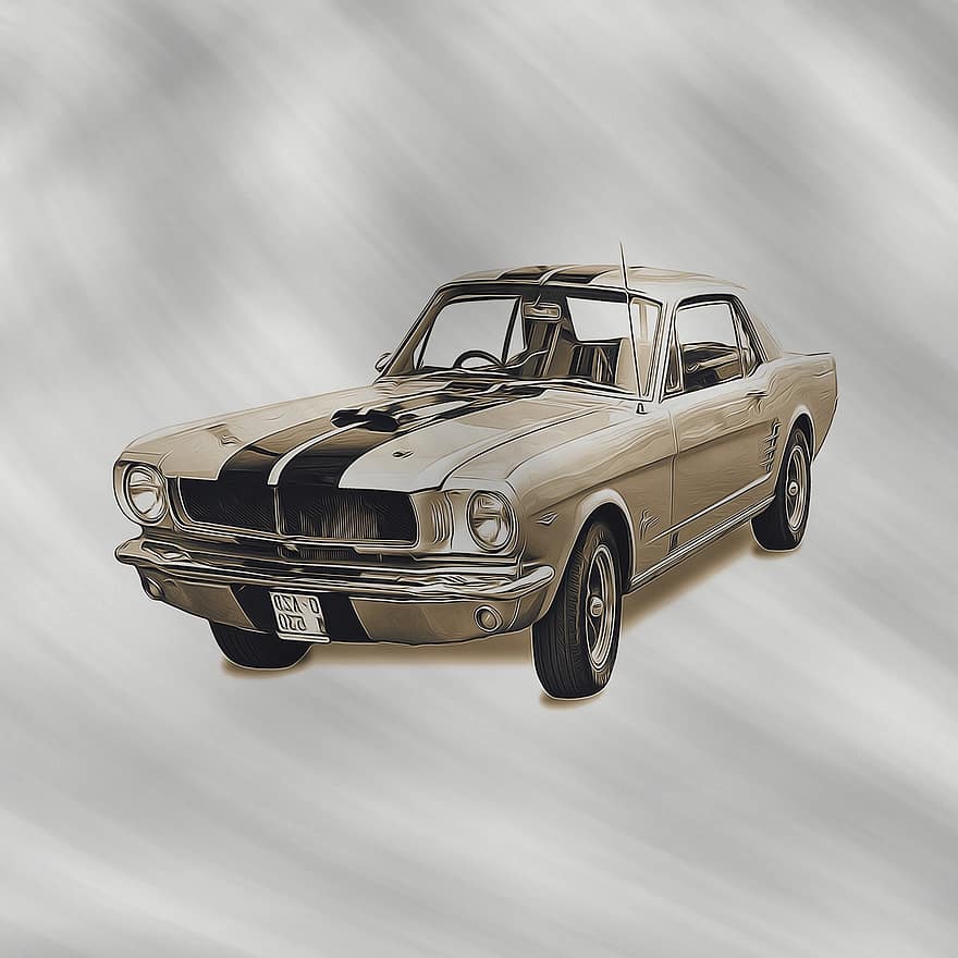 Ford, Automobile, Mustang, Antique Car, Vintage, Poster, Postcard, Background