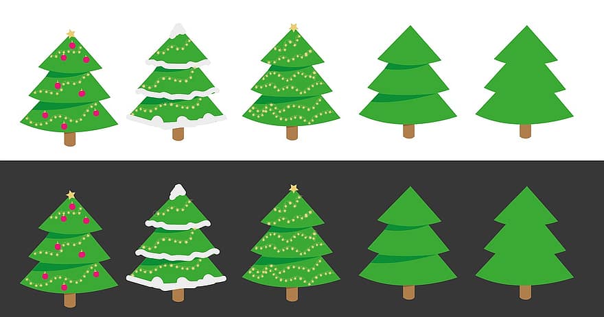 Karácsony, karácsonyfák, Karácsonyi dekoráció, fenyők, fák, karácsonyi dekoráció, lakberendezési tárgyak
