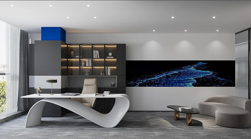 biuras, namų biuras, interjero dizainas, modernus biuro interjeras