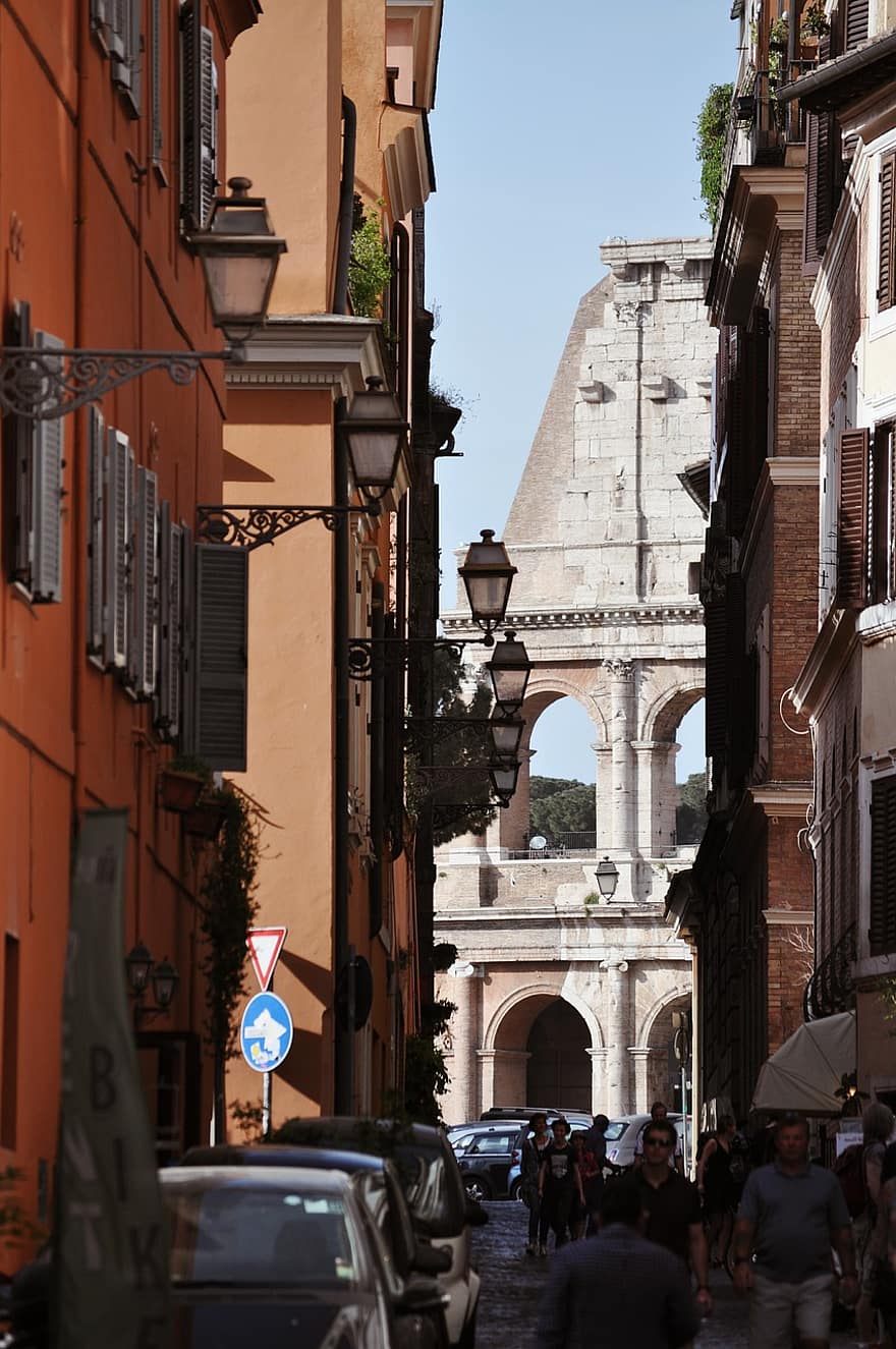 Roma, rua, cidade, prédios, pessoas, estrada, Cidade, cidade Velha, Cidade antiga, urbano, histórico