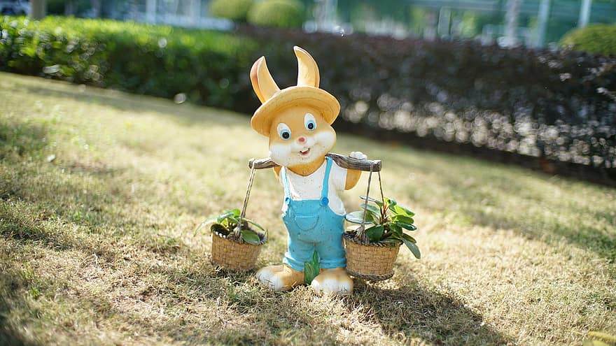 Rabbit, Decoration, Art, Grassland, grass, cute, green color, summer, child, gardening, small