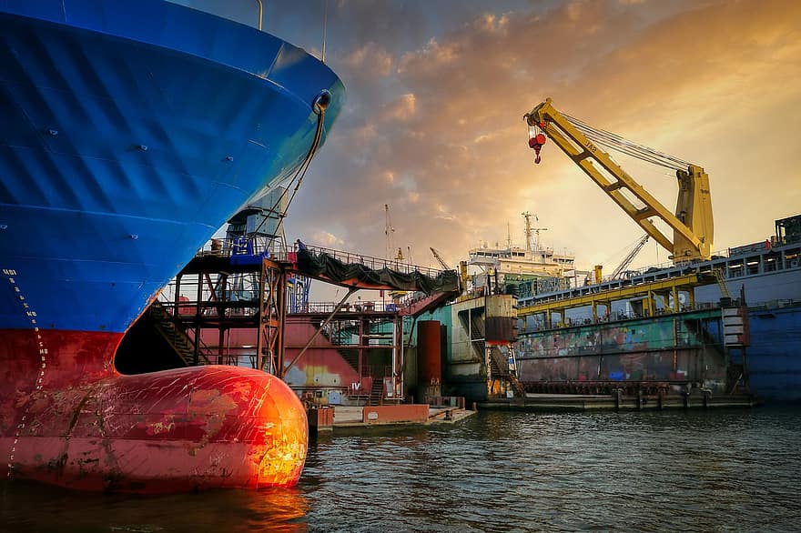 Port, Crane, Container Ship, Elbe, Port Of Hamburg, Ship, Hanseatic City, Harbour Cranes, River, Export, City