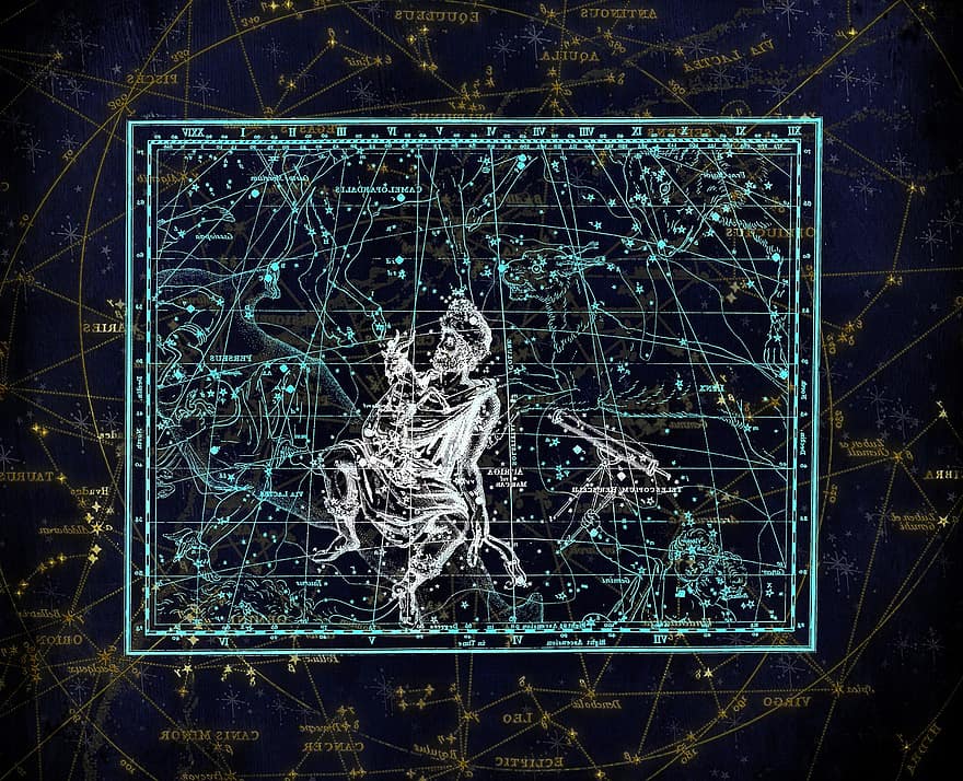 constellation, Carte de la constellation, signe du zodiaque, ciel, étoile, ciel étoilé, cartographie, Cartographie céleste, Alexandre Jamieson, 1822, constellations