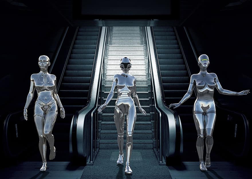 robot, android, urbà, scifi, tecnologia, futurista, màquina, música, grup, ciència, dones