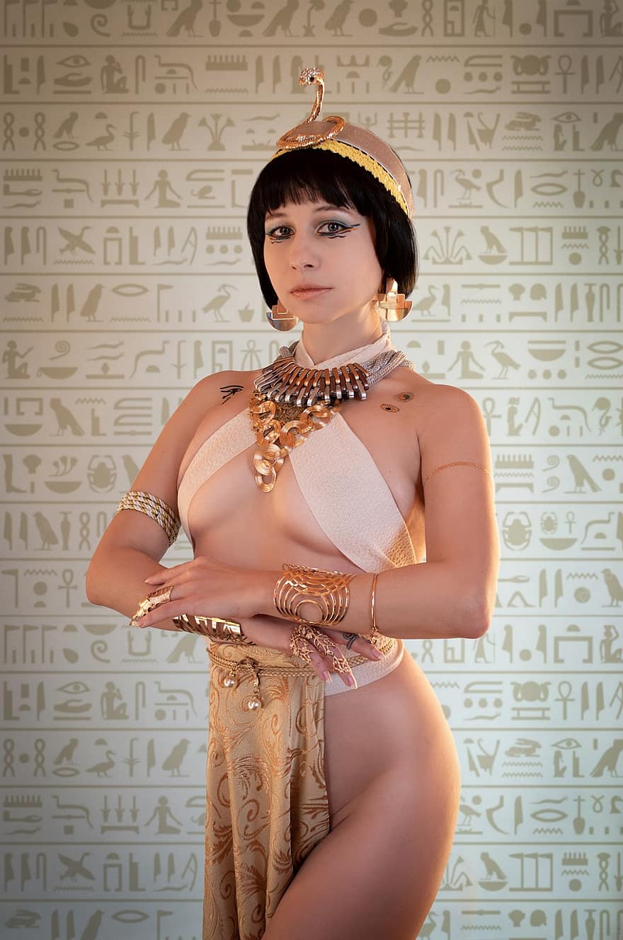 女性、クレオパトラ、エジプト、オリエンタル、エジプト人、古代エジプト、女王、エジプトの女王、ファラオ、ゴールド、体