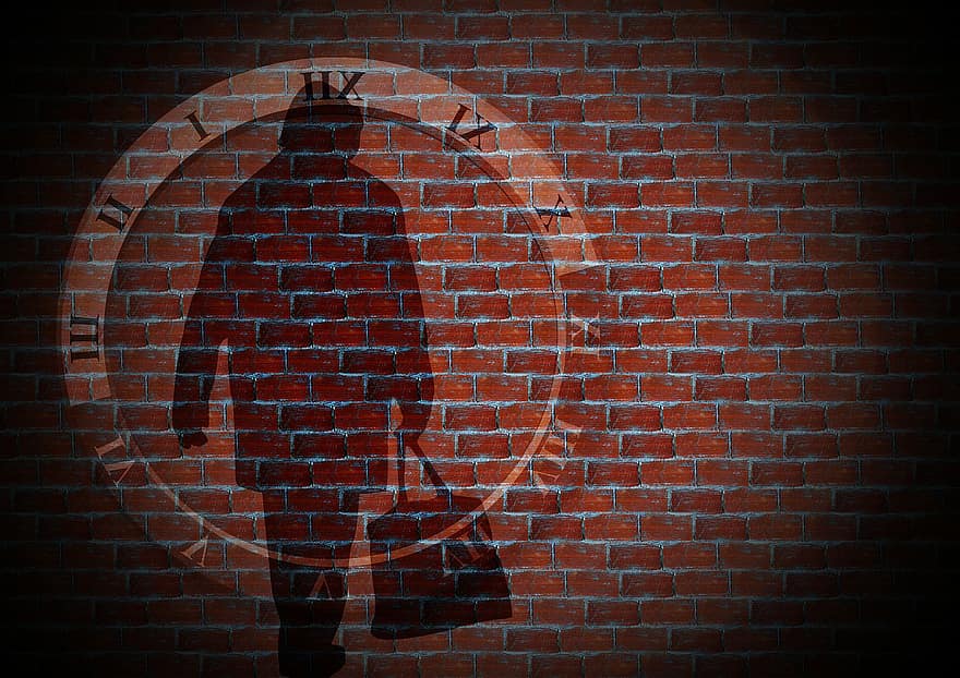 Wall, Stones, Ziiegel, Bricks, Brick Wall, Bricked, Woman, Person, Silhouette, Old, Old Man