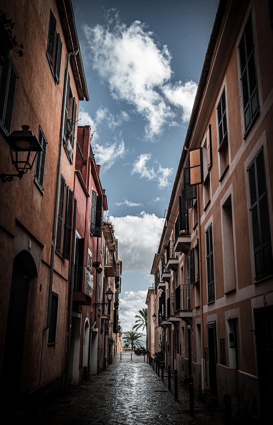 Houses, Road, Alley, Spanish, Palma, Architecture