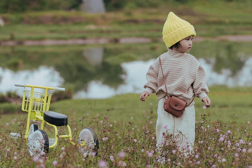 Meadow, Flowers, Little Girl, Toddler, Nature, Baby, child, cute, childhood, fun, small