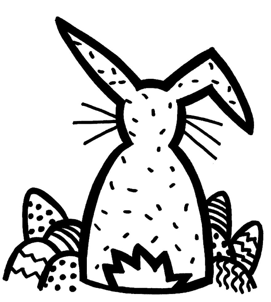 dibujo, gráfico, liebre, conejo de Pascua, huevos de Pascua