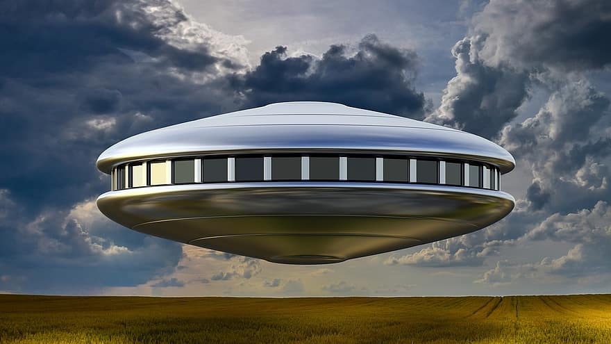 UFO、船、宇宙船、エイリアン、地球外、サイエンスフィクション、ブルーエイリアン