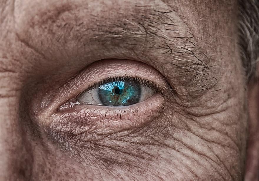 Skin, Eye, Iris, Blue, Older, Fold, Wrinkled Skin, Man, Face, Portrait, Human