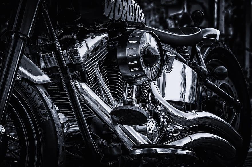 Harley Davidson, motociklas, chromas, blizgesys, Harley, mašina, dom, dviejų ratų transporto priemonė, juoda, davidson, prabanga