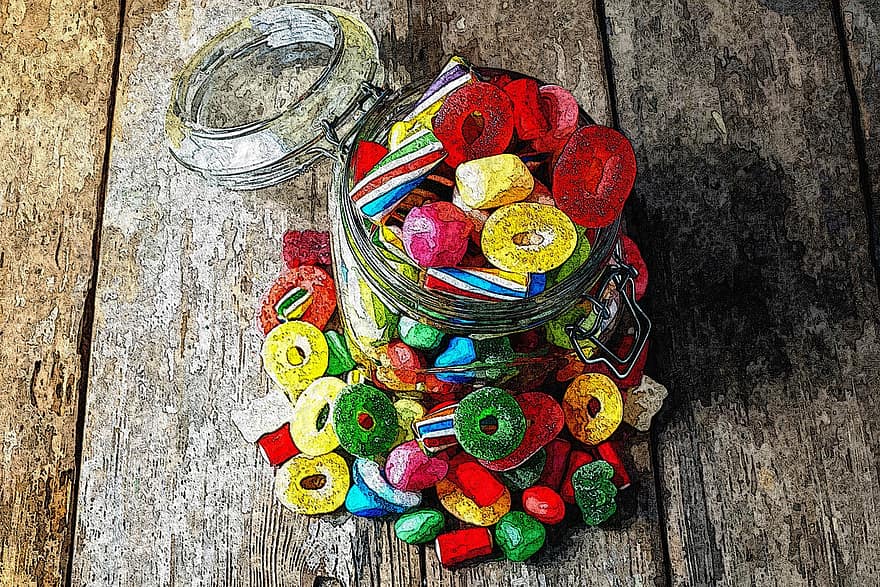 Candy, Jar, Sweets, Colorful, Color, Glass, Storage, Food, Pink, Container, Snack