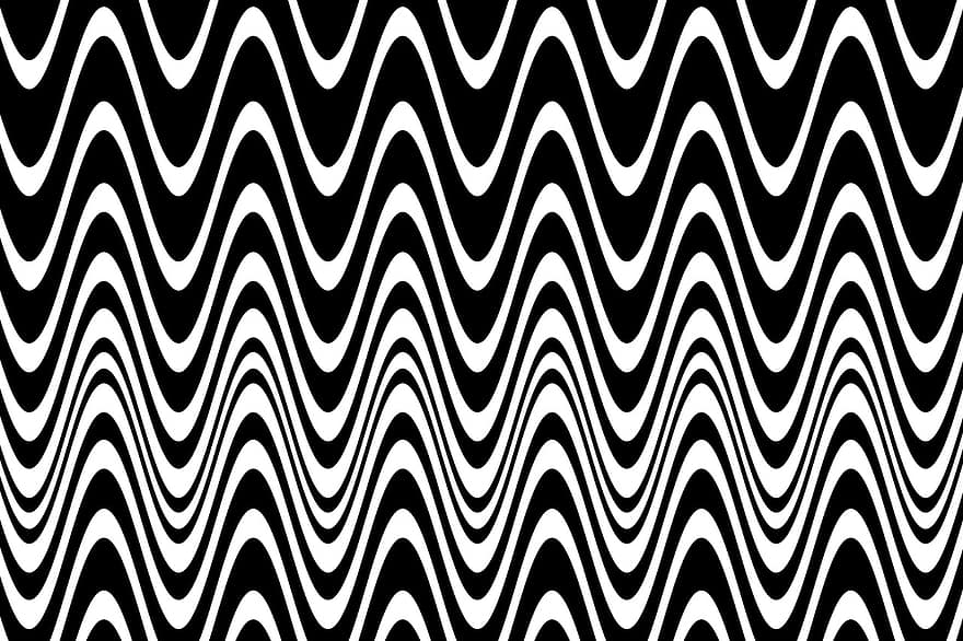 Abstract, Black White, Waves, Background, Design, Wave, Form