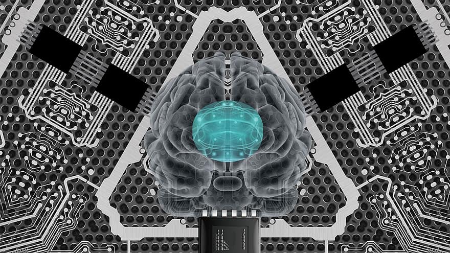 cerveau, La technologie, Les données, numérique, la communication, réseau, en pensant, futur, sci fi, futuriste, esprit