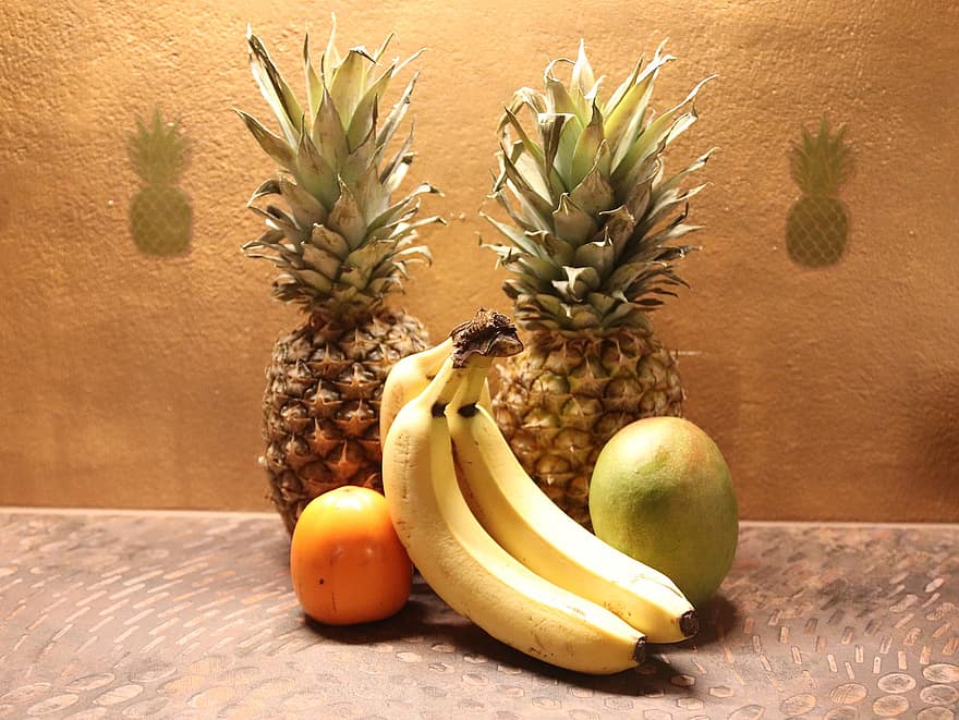 frugter, organisk, tropisk, mango, ananas, sund og rask