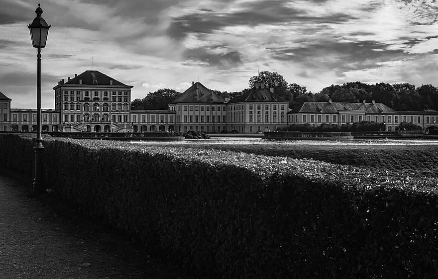 palais, parc, réverbère, éclairage public, point de repère, attraction touristique, bâtiment, historique, Parc du château de Nymphenburg, palais de Nymphenburg, Munich