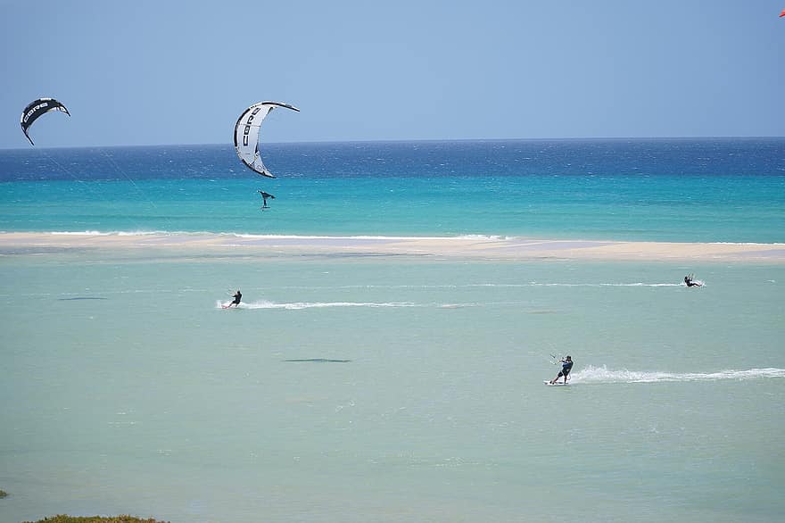 mer, kite surf, océan, paradis, côte