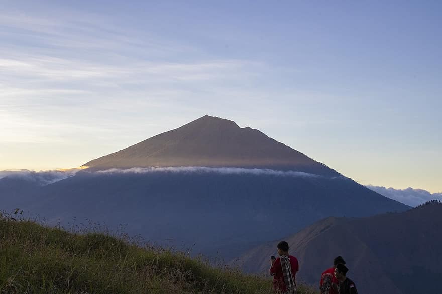 montanha, alpinista, rinjani, lombok, Indonésia
