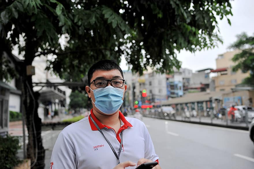 Man, Mask, Portrait, Face Mask, Glasses, Pandemic, Protection, Asian, Outdoors