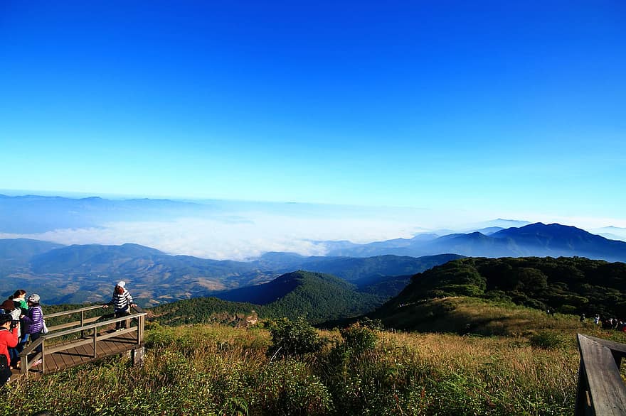 산들, 다리, 안개, 관점, 치앙마이, 도이 인 타논