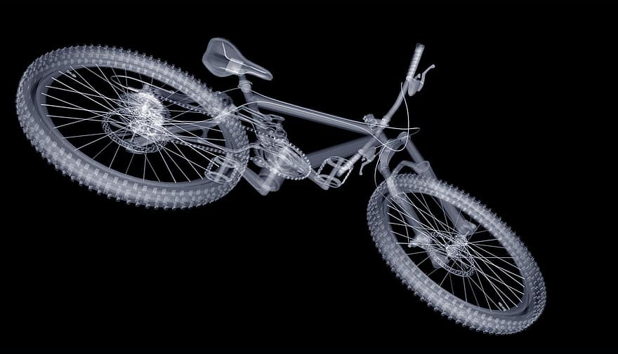 mountainbike, cykel, mogna, hjul, sadel, ekrar, krets, suspension, teknologi, detaljer, grafisk