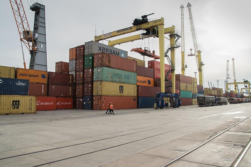Container, Frachtschiff, Transport, Hafen