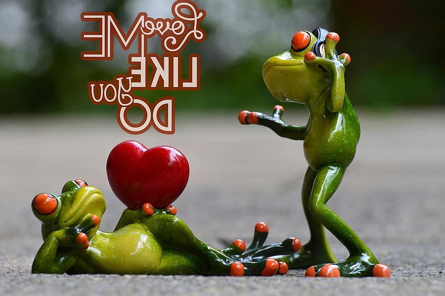 amour, La Saint Valentin, pose, cœur, marrant, la grenouille, animal, amusement, figure