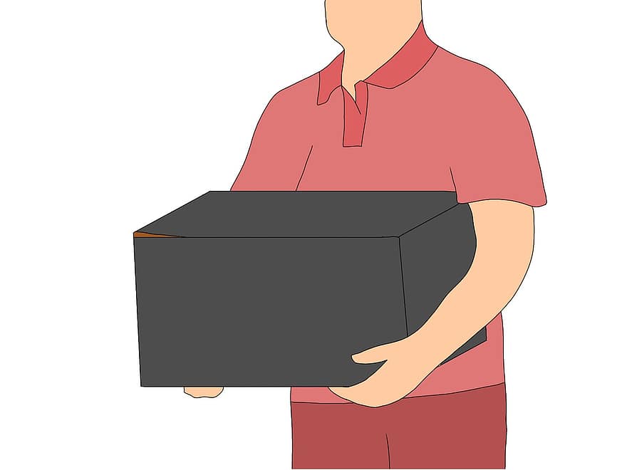 Courier, Package, Box, 2d, Person, Character, Cartoon, Picture, men, illustration, vector