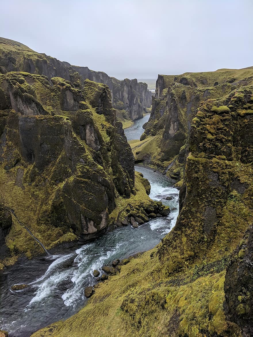 İzlanda, nehir, uçurumlar, Su, akan su, dağlar, peyzaj, seyahat, doğa, açık havada, manzara