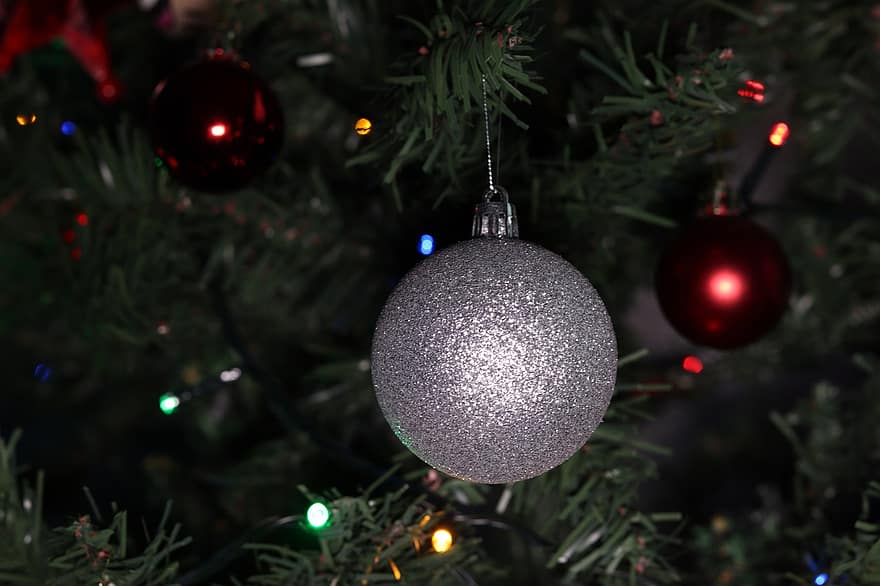 jul, pære, træ, ornament