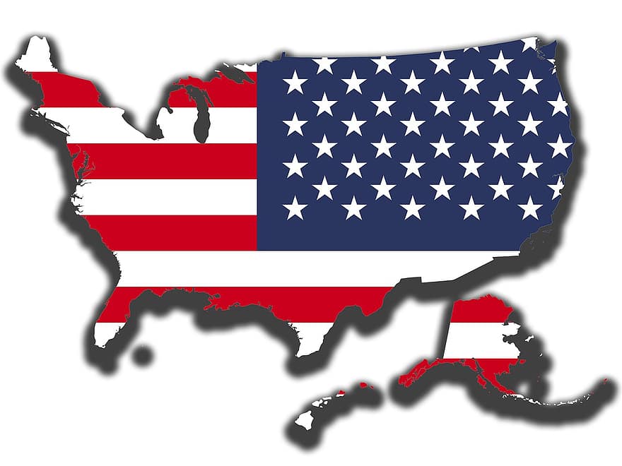 Amerika Serikat, kami, bendera, bintang dan garis, bangsa, berbatasan, garis besar, 3d, Perbatasan Nasional