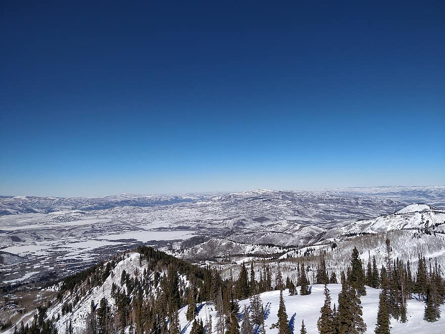 Utah, winter, bergen, landschap, sneeuw, vakantie, skiën, berg-, blauw, Bos, bergtop