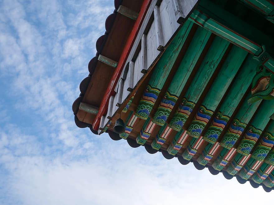 chrám, Asie, orientální, nebe, střecha, tradiční